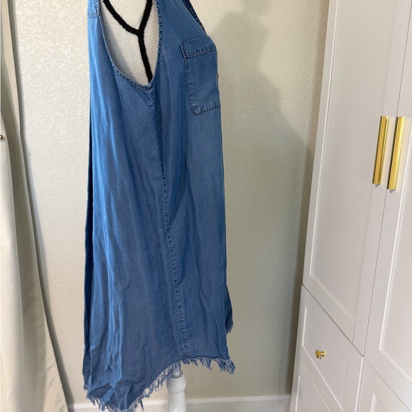 Appraisal Sleeveless Button-Front Denim Shirt Dress - Blue - Picture 4 of 13